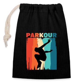 Parkour - Verschließbarer Geschenkbeutel aus Baumwolle (14x20cm) - Schwarz - Vorne