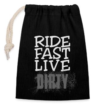 ROULEZ VITE, VIVEZ SALE – VTT - Motocross - Sac cadeau en coton avec cordon (14 x 20 cm) - noir - Devant
