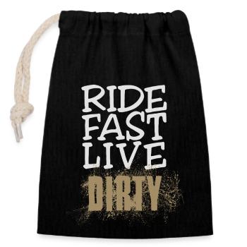 RIDE FAST LIVE DIRTY – Mountainbike - Motocross - Verschließbarer Geschenkbeutel aus Baumwolle (14x20cm) - Schwarz - Vorne