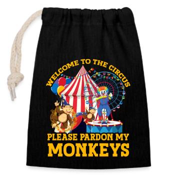 Welcome to the circus please pardon my monkeys - Closable cotton gift bag (14x20cm) - black - Front