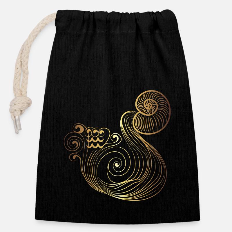 aquarius6gold Plan de travail 1 - Sac cadeau en coton avec cordon (14 x 20 cm) - noir