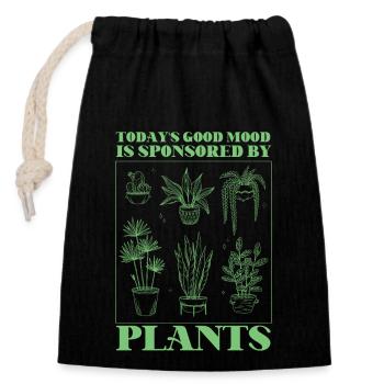 Plant Lover Gardening Today's Good - Verschließbarer Geschenkbeutel aus Baumwolle (14x20cm) - Schwarz - Vorne