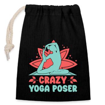 Yoga Crazy Yoga Poser Funny Yoga - Verschließbarer Geschenkbeutel aus Baumwolle (14x20cm) - Schwarz - Vorne