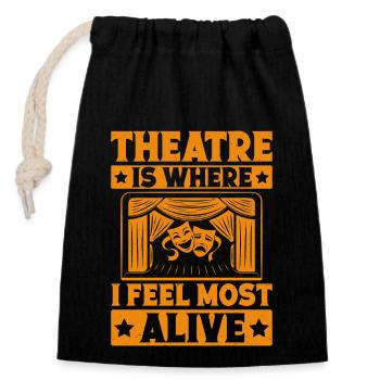 Le théâtre musical est l’endroit où je me sens le plus vivant Cadeau - Sac cadeau en coton avec cordon (14 x 20 cm) - noir - Devant