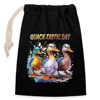 DUCK QUACK-TASTIC DAY - Closable cotton gift bag (14x20cm) - black - Front