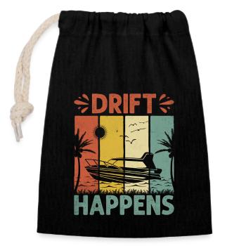 Drift Happens Paddle Boat - Closable cotton gift bag (14x20cm) - black - Front