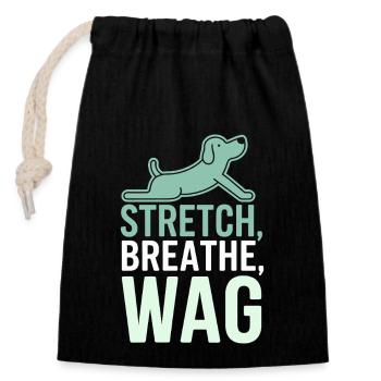 Doga Dog Yoga Bien-être des animaux de compagnie Étirements conscients - Sac cadeau en coton avec cordon (14 x 20 cm) - noir - Devant
