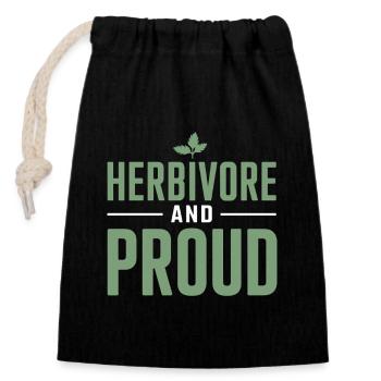 Fier herbivore : végétalien et végétarien - Sac cadeau en coton avec cordon (14 x 20 cm) - noir - Devant