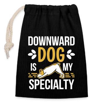 Doga Dog Yoga Bien-être des animaux de compagnie Étirements conscients - Sac cadeau en coton avec cordon (14 x 20 cm) - noir - Devant