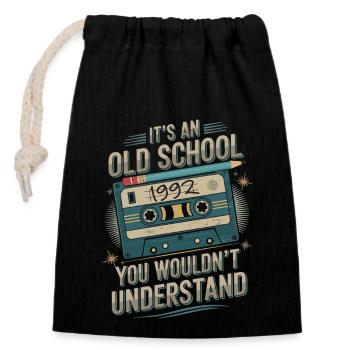 Retro Vibes – 1992 Edition - Closable cotton gift bag (14x20cm) - black - Front