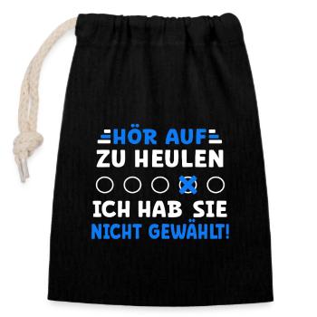 Bundestagswahl - ich habe sie nicht gewählt - Verschließbarer Geschenkbeutel aus Baumwolle (14x20cm) - Schwarz - Vorne