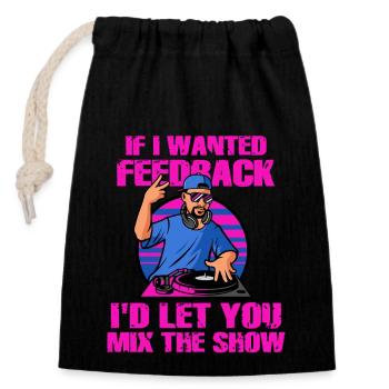 Wenn ich Feedback Sound Engineer wollte - Verschließbarer Geschenkbeutel aus Baumwolle (14x20cm) - Schwarz - Vorne