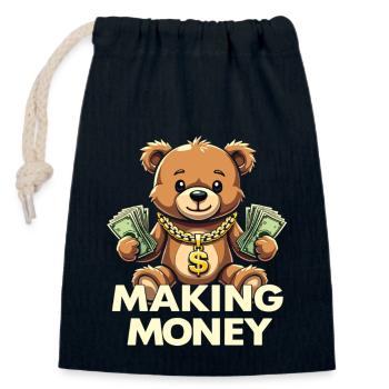 Making Money Money Bear Hustler Successful - Closable cotton gift bag (14x20cm) - navy - Front