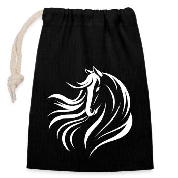 Chevaux Disant Sports Equestres Drôle Cheval Cadeau - Sac cadeau en coton avec cordon (14 x 20 cm) - noir - Devant