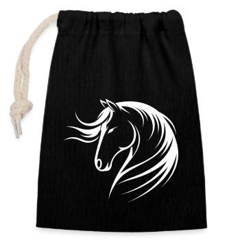 Chevaux Disant Sports Equestres Drôle Cheval Cadeau - Sac cadeau en coton avec cordon (14 x 20 cm) - noir - Devant