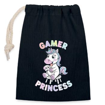Gaming Licorne Gamer Princesse Fun - Sac cadeau en coton avec cordon (14 x 20 cm) - bleu marine - Devant