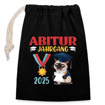 ABITUR JAHRGANG 2025 Abiturienten Lustiges - Verschließbarer Geschenkbeutel aus Baumwolle (14x20cm) - Schwarz - Vorne