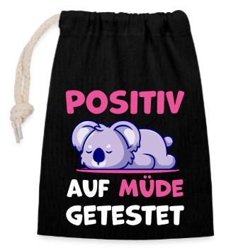 fatigué positif1 T-shirt - Sac cadeau en coton avec cordon (14 x 20 cm) - noir - Devant