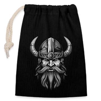Viking Warrior Valhalla Odin - Closable cotton gift bag (14x20cm) - black - Front