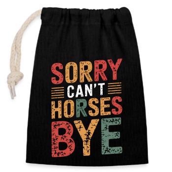 Chevaux Disant Sports Equestres Drôle Cheval Cadeau - Sac cadeau en coton avec cordon (14 x 20 cm) - noir - Devant