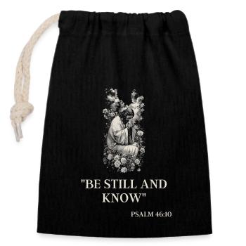 Jesus: Resurrection, Crucifixion, King of Kings - Closable cotton gift bag (14x20cm) - black - Front