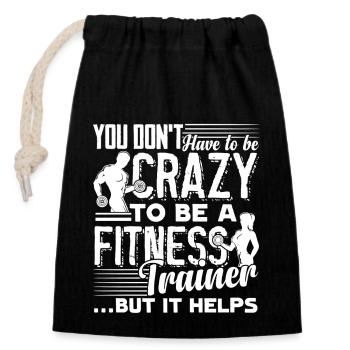 Fitness Trainer Crazy Fitness Trainer - Closable cotton gift bag (14x20cm) - black - Front