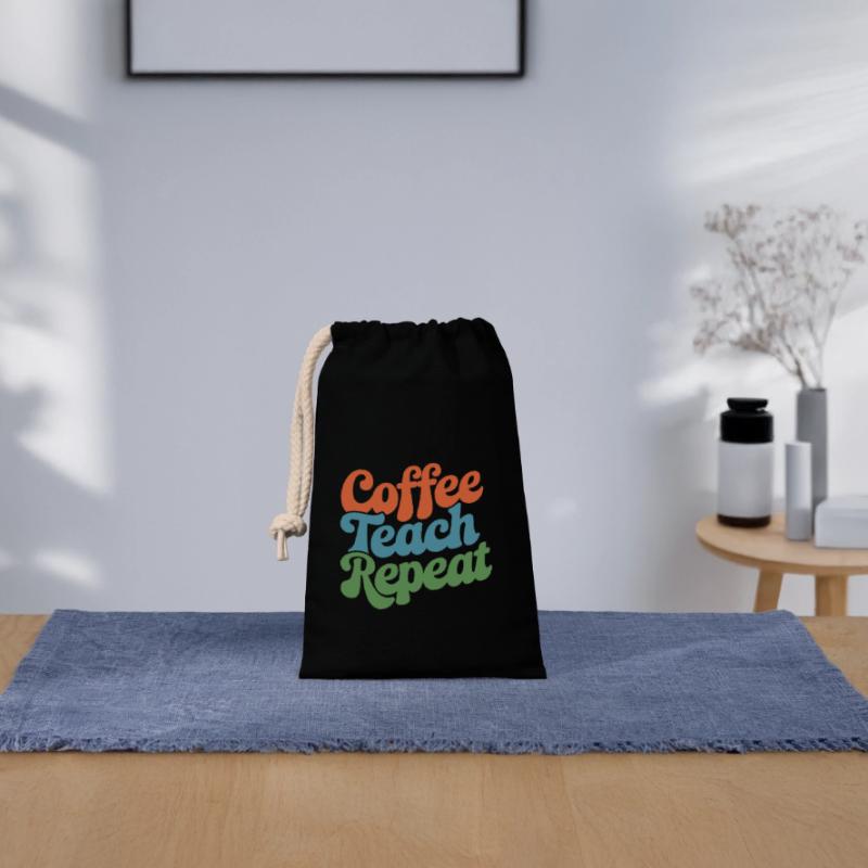 Coffee Instructor Repeat Daily Routine Closable cotton gift bag (14x20cm)