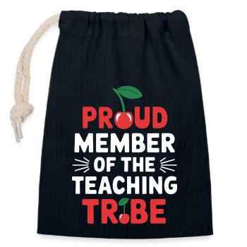 Fier membre de la tribu des enseignants - Sac cadeau en coton avec cordon (14 x 20 cm) - bleu marine - Devant