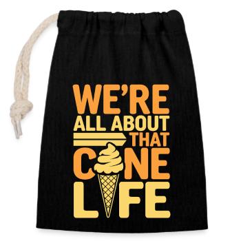 Propriétaire d'un camion de crème glacée Frozen Treats Mobile Dessert - Sac cadeau en coton avec cordon (14 x 20 cm) - noir - Devant