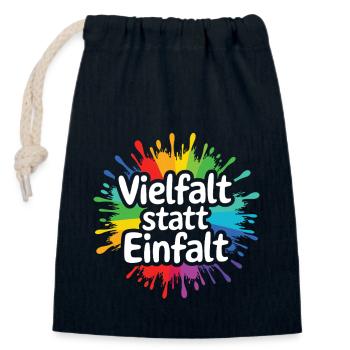 La diversité au lieu de la simplicité : déclaration contre la droite - Sac cadeau en coton avec cordon (14 x 20 cm) - bleu marine - Devant