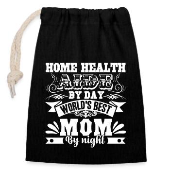 Home Health Aide Home Health Aide Mom - Closable cotton gift bag (14x20cm) - black - Front