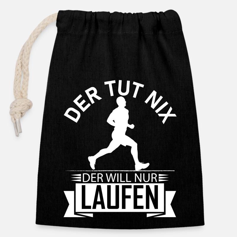 MEN RUNNING - Closable cotton gift bag (14x20cm) - black