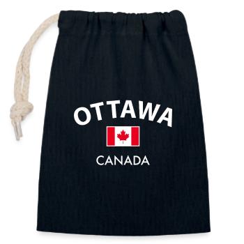 Ottawa Canada Drapeau canadien - Sac cadeau en coton avec cordon (14 x 20 cm) - bleu marine - Devant