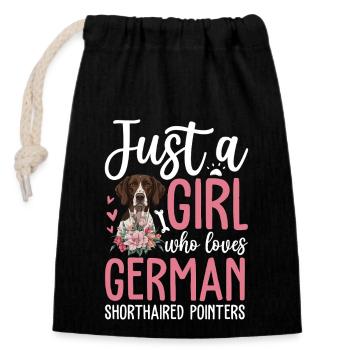Juste une fille qui aime les pointers allemands à poil court - Sac cadeau en coton avec cordon (14 x 20 cm) - noir - Devant