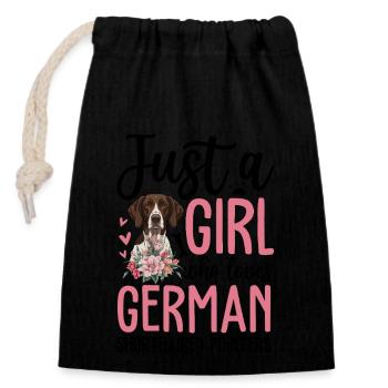 Juste une fille qui aime les pointers allemands à poil court - Sac cadeau en coton avec cordon (14 x 20 cm) - noir - Devant