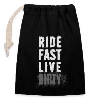 ROULEZ VITE, VIVEZ SALE – VTT - Motocross - Sac cadeau en coton avec cordon (14 x 20 cm) - noir - Devant