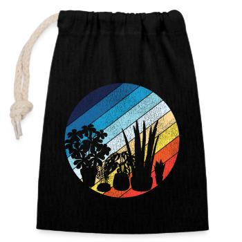 Amoureux des plantes jardinage rétro - Sac cadeau en coton avec cordon (14 x 20 cm) - noir - Devant