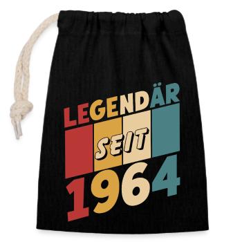 legendär seit 1964 oh mein gott wie funny - Verschließbarer Geschenkbeutel aus Baumwolle (14x20cm) - Schwarz - Vorne