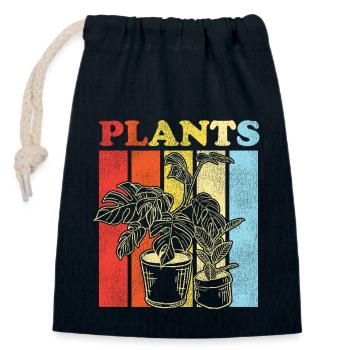 Amoureux des plantes jardinage rétro - Sac cadeau en coton avec cordon (14 x 20 cm) - bleu marine - Devant