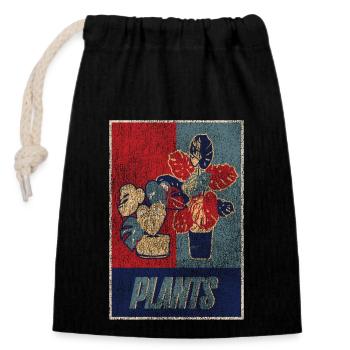 Amoureux des plantes jardinage rétro - Sac cadeau en coton avec cordon (14 x 20 cm) - noir - Devant