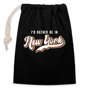 Je préfère être dans l’aventure new-yorkaise - Sac cadeau en coton avec cordon (14 x 20 cm) - noir - Devant