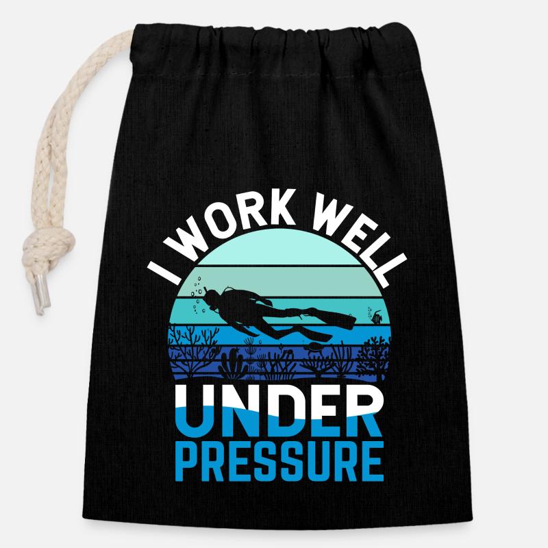 Plongée Plongée sous-marine Funny Scuba Diver - Sac cadeau en coton avec cordon (14 x 20 cm) - noir
