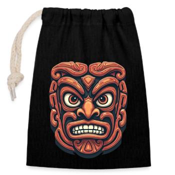 Haka Dance Maori Warrior Ritual New Zealand - Verschließbarer Geschenkbeutel aus Baumwolle (14x20cm) - Schwarz - Vorne