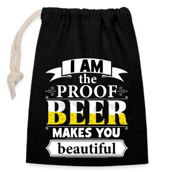 La bière vous rend belle pour les gagnants - Sac cadeau en coton avec cordon (14 x 20 cm) - noir - Devant