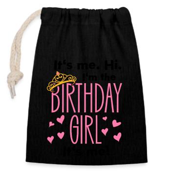 fille d’anniversaire noire omg elle est si poétique - Sac cadeau en coton avec cordon (14 x 20 cm) - noir - Devant