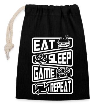 manger dormir jeu1 Artboard 1 - Sac cadeau en coton avec cordon (14 x 20 cm) - noir - Devant