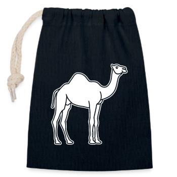 camel - Closable cotton gift bag (14x20cm) - navy - Front