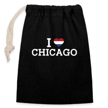 J’aime Chicago Cool Pays-Bas Mauvais Drapeaux Amant - Sac cadeau en coton avec cordon (14 x 20 cm) - noir - Devant