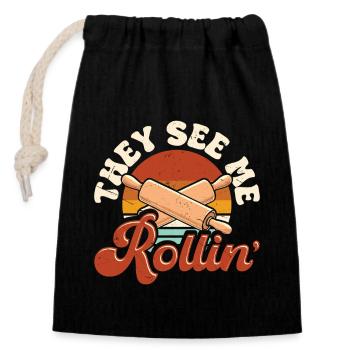 Bake - Closable cotton gift bag (14x20cm) - black - Front