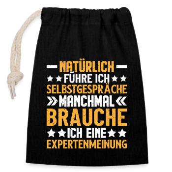 Of course, I talk to myself funny things - Closable cotton gift bag (14x20cm) - black - Front